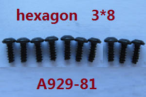 Shcong Wltoys A929 RC Car accessories list spare parts inner hexagon pan head screws 10pcs M3*8 A929-81