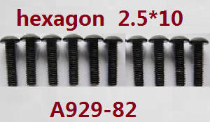 Shcong Wltoys A929 RC Car accessories list spare parts inner hexagon pan head screws 10pcs M2.5*10 A929-82
