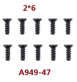 Wltoys A949 Wltoys 184012 XKS WL Tech XK RC Car accessories list spare parts screws 2*6 A949-47 - Click Image to Close
