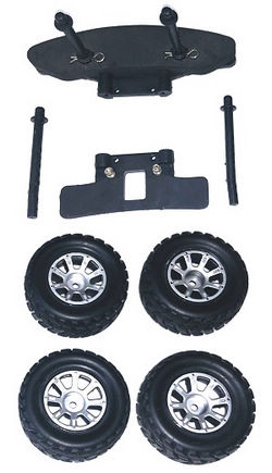 Shcong Wltoys A949 RC Car accessories list spare parts tires 4pcs + front and rear crash board and car shell colum set