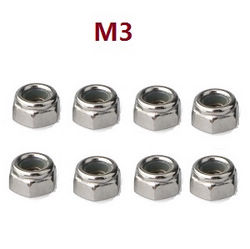 Shcong Wltoys A959 A959-A A959-B RC Car accessories list spare parts M3 locknut (Silver 8pcs)