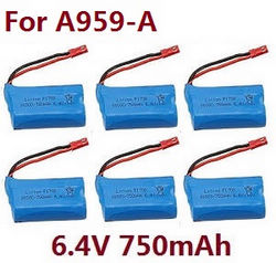 Shcong Wltoys A959 A959-A A959-B RC Car accessories list spare parts 6.4V 750mAh battery 6pcs for A959-A