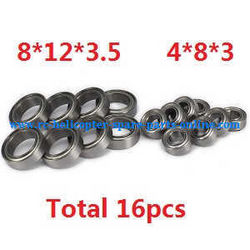 Shcong Wltoys A959 A959-A A959-B RC Car accessories list spare parts Bearing (4*8*3 and 8*12*3.5 Total 16pcs)