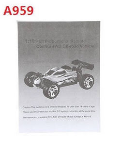 Shcong Wltoys A959 A959-A A959-B RC Car accessories list spare parts English manual book for A959