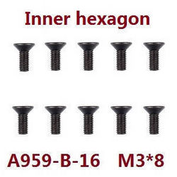 Shcong Wltoys A969 A969-A A969-B RC Car accessories list spare parts inner hexagon screws M3*8 A959-B-16 - Click Image to Close