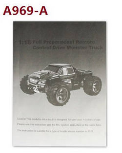 Shcong Wltoys A969 A969-A A969-B RC Car accessories list spare parts English manual book (A969-A)