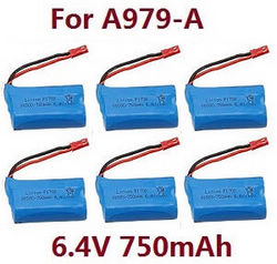 Shcong Wltoys A979 A979-A A979-B RC Car accessories list spare parts 6.4V 750mAh battery 6pcs (For A979-A)