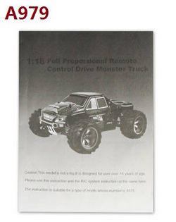 Shcong Wltoys A979 A979-A A979-B RC Car accessories list spare parts English manual book (A979)