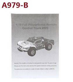 Shcong Wltoys A979 A979-A A979-B RC Car accessories list spare parts English manual book (A979-B) - Click Image to Close