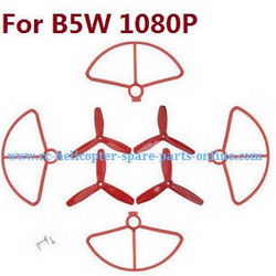 Shcong MJX Bugs 5W B5W RC Quadcopter accessories list spare parts protection frame + 3-leaf main blades (Red)
