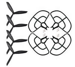 Shcong Bayangtoys X16 RC quadcopter drone accessories list spare parts protection frame set + 3-leaf main blades (Black)