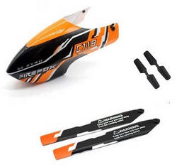 Shcong Firefox C129 RC Helicopter accessories list spare parts head cover (Black-Orange) + 2* tail blade + main blade