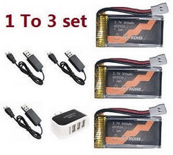 Shcong C119 Firefox RC Helicopter accessories list spare parts 1 to 3 charger set + 3* 3.7V 350mAh battery set - Click Image to Close