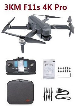 Shcong New SJRC F11s 4K PRO 3kM RC Drone with portable bag and 1 battey RTF