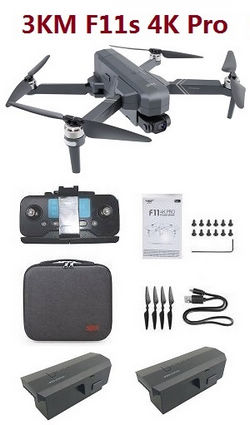 Shcong New SJRC F11s 4K PRO 3KM RC Drone with portable bag and 3 battey RTF