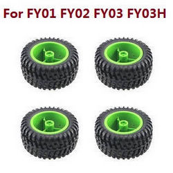 Shcong Feiyue FY01 FY02 FY03 FY03H FY04 FY05 RC truck car accessories list spare parts tires 4pcs (Green) For FY01 FY02 FY03 FY03H