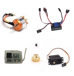 Shcong Feiyue FY06 FY07 RC truck car accessories list spare parts brushless motor + ESC + Receiver + Motor gear + SERVO set - Click Image to Close