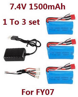 Shcong Feiyue FY06 FY07 RC truck car accessories list spare parts 1 to 3 USB charger set + 3*7.4V 1500mAh battery set For FY07