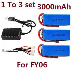 Shcong Feiyue FY06 FY07 RC truck car accessories list spare parts 1 to 3 USB charger set + 3*7.4V 3000mAh battery set For FY06