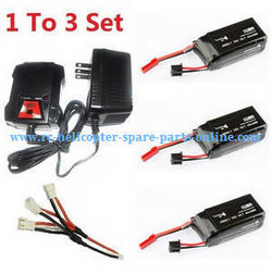 Shcong Hubsan H123D RC Quadcopter accessories list spare parts 1 to 3 charger set + 3*7.6V 980mAh battery set