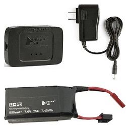 Hot Deal - Hubsan H123D charger and balance charger box set + 7.6V 950mAh battery