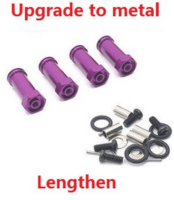 MJX Hyper Go 16207 16208 16209 16210 30mm extension 12mm hexagonal hub drive adapter combination coupler (Metal) Purple - Click Image to Close