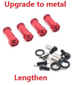 MJX Hyper Go 16207 16208 16209 16210 30mm extension 12mm hexagonal hub drive adapter combination coupler (Metal) Red - Click Image to Close