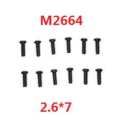 MJX Hyper Go H16 V1 V2 V3 H16H H16E H16P H16HV2 H16EV2 H16PV2 round head flat tail screws 12pcs 2.6*7 - Click Image to Close