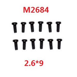 MJX Hyper Go H16 V1 V2 V3 H16H H16E H16P H16HV2 H16EV2 H16PV2 round head flat tail screws 12pcs 2.6*9 - Click Image to Close