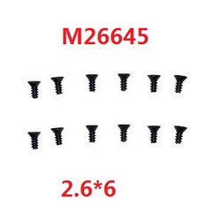 MJX Hyper Go H16 V1 V2 V3 H16H H16E H16P H16HV2 H16EV2 H16PV2 countersunk flat tail screws 12pcs 2.6*6 - Click Image to Close