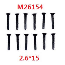 MJX Hyper Go 16207 16208 16209 16210 countersunk flat tail screw 12pcs 2.6*15 M26154 - Click Image to Close