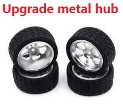 MJX Hyper Go H16 V1 V2 V3 H16H H16E H16P H16HV2 H16EV2 H16PV2 upgrade to metal hub wheels (Silver) - Click Image to Close