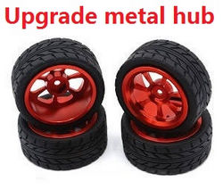 MJX Hyper Go H16 V1 V2 V3 H16H H16E H16P H16HV2 H16EV2 H16PV2 upgrade to metal hub wheels (Red)