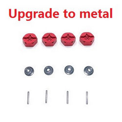 MJX Hyper Go 16207 16208 16209 16210 metal hexagonal sleeve seat + metal shaft + M4 flange nuts (Red) - Click Image to Close