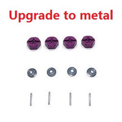 MJX Hyper Go 16207 16208 16209 16210 metal hexagonal sleeve seat + metal shaft + M4 flange nuts (Purple) - Click Image to Close