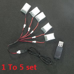 Shcong JJRC H20H RC quadcopter drone accessories list spare parts 3.7V 150mAh battery *5 + 1 To 5 charger set