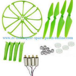 Shcong Hubsan H216A RC Quadcopter accessories list spare parts main motors + main blades + protection frame + undercarriage + main gears + bearings (Green)