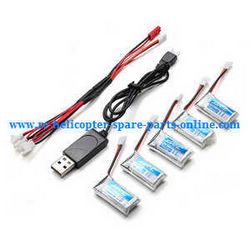 Shcong JJRC H22 quadcopter accessories list spare parts 1 To 5 charger wire + USB charger + 5*3.7V 220mAh battery set