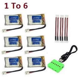 Shcong JJRC H36F RC quadcopter drone accessories list spare parts 1 to 6 charger set + 6* 3.7V 200mAh battery set