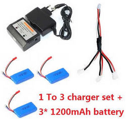 Shcong JJRC H40WH RC quadcopter accessories list spare parts 1 to 3 charger set + 3*7.4V 1200mAh battery