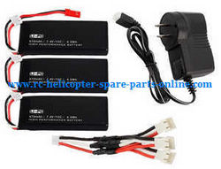Shcong Hubsan H502S H502E RC Quadcopter accessories list spare parts 1 to 3 charger set + 3* 7.4V 610mAh battery set