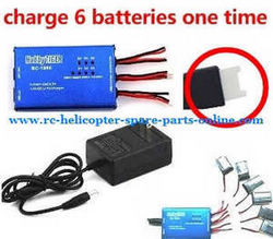 Shcong JJRC H8 Mini H8C Mini quadcopter accessories list spare parts BC-1S06 balance charger box + charger (set) without battery can charge 6 batteries at the same time (9128 plug)