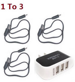 Shcong JJRC H86 RC quadcopter drone accessories list spare parts 1 to 3 charger adapter with 3*USB charger wire - Click Image to Close