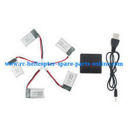 Shcong JJRC H98 H98WH quadcopter accessories list spare parts 1 to 5 charger box set + 5*battery 3.7V 400mAh