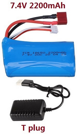 Haiboxing HBX 2105A T10 T10PRO 7.4V 2200mAh battery Red T Plug with USB charger wire