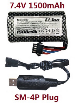Haiboxing HBX 2105A T10 T10PRO Battery Pack,(Li-ion 7.4V,1500mAH), 4P Connector T10013 with USB charger wire