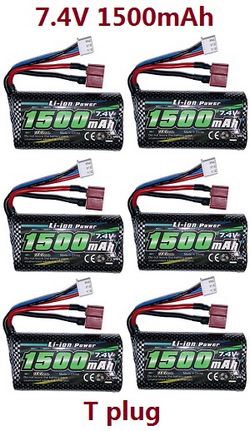 Haiboxing HBX 2105A T10 T10PRO Battery Pack, Type 18650 (Li-ion 7.4V,1500mAH),W/Red T Plug 90219 6pcs