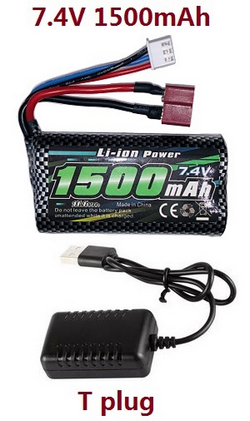 Haiboxing HBX 2105A T10 T10PRO Battery Pack, Type 18650 (Li-ion 7.4V,1500mAH),W/Red T Plug 90219 with USB charger wire