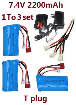 Haiboxing HBX 2105A T10 T10PRO 1 to 3 balance charger box set + 3*7.4V 2200mAh battery set Red T Plug