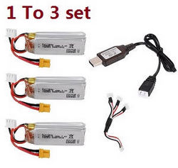 Shcong JJRC M03 E160 Yu Xiang F1 RC Helicopter accessories list spare parts 1 to 3 USB charger wire set + 3*7.4V 700mAh battery set